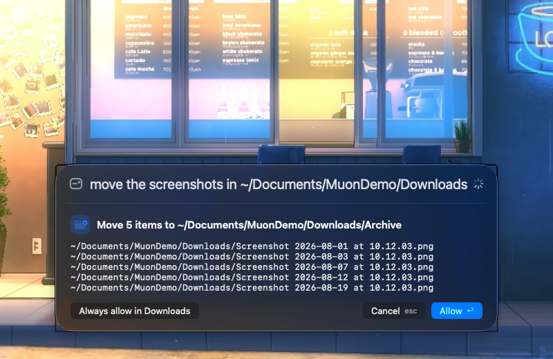 Confirmation card listing the exact files to move