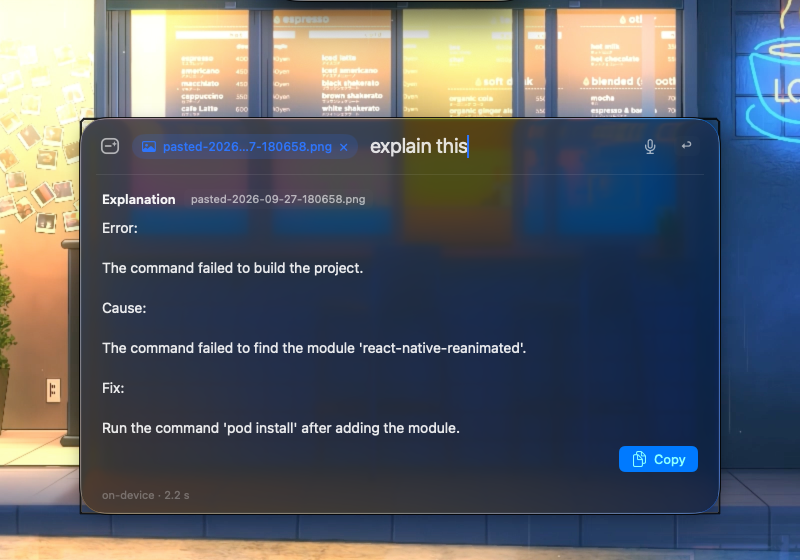 Explanation of a build error from a pasted screenshot